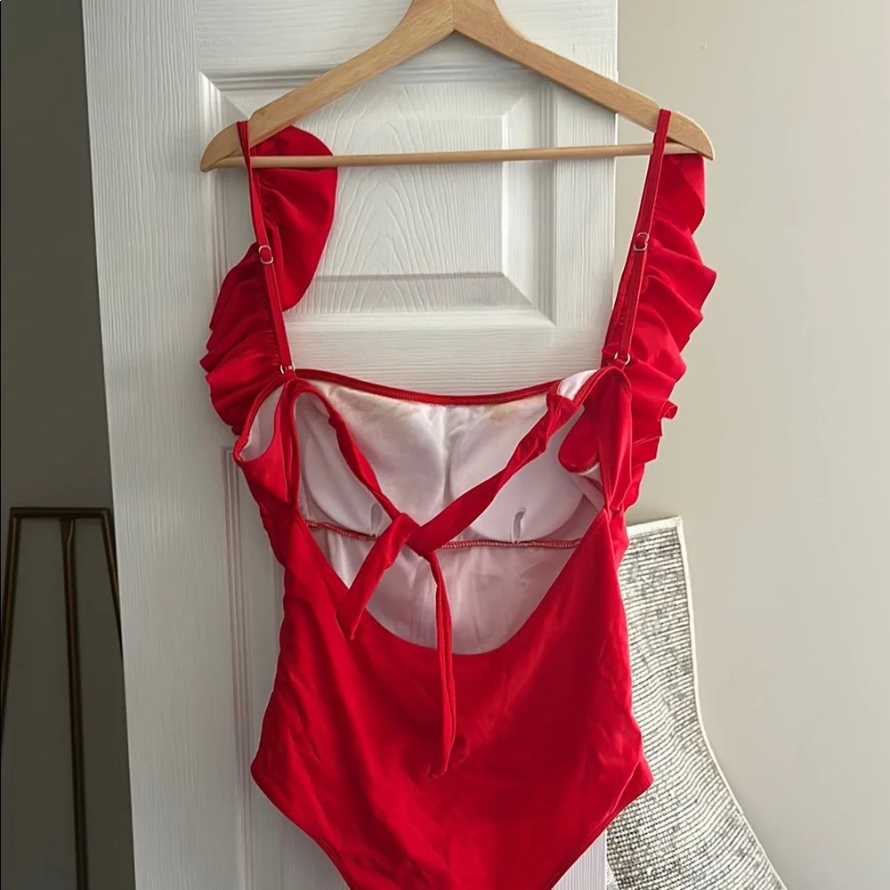 Red Ruffled One-Piece Swimsuit - Picture 3 of 3